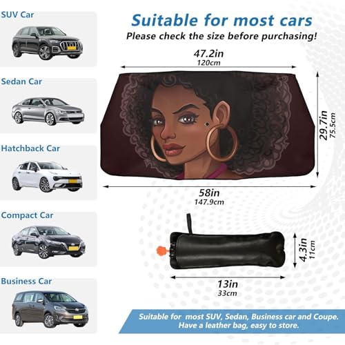 Car Front Windshield Sunshade (Beautiful African American Girl)