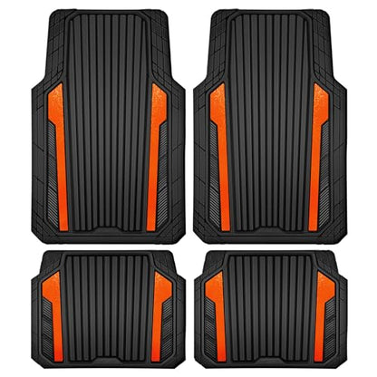 Heavy Duty Rubber Car Mats Metallic (Black Orange)