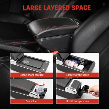Car Armrest Box for KIA Stonic Rio 3 2018 (NO USB Ports / Red Thread)