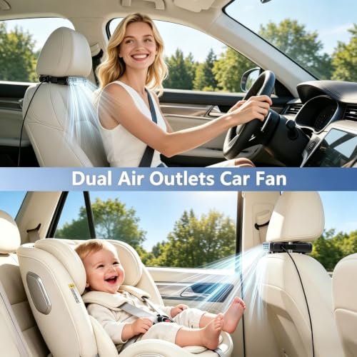 Car Fan with Dual Air Outlets