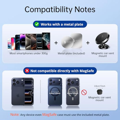 Magnetic Car Phone Holder for Dashboard (Black)