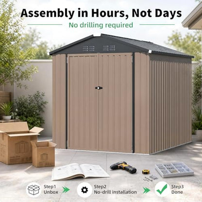 6' x 6' Metal Outdoor Storage Shed (Gray / 6x6)