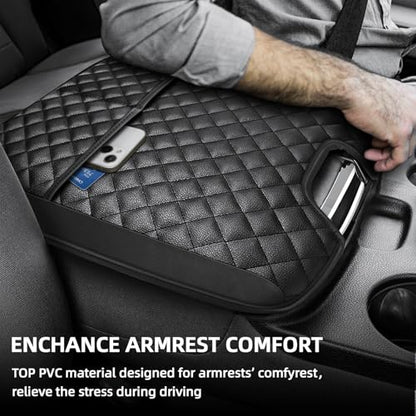 Center Console Cover for 2013 (Black Leather（with 2 Front Pockets）)