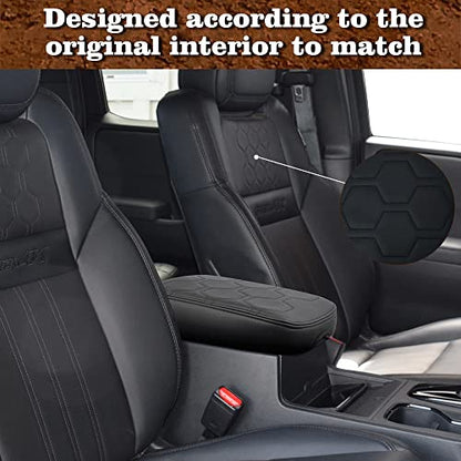 Armrest Cover for Nissan Frontier 2022 (7) 22+ |Frontier| V1 Black Stich, Regular)