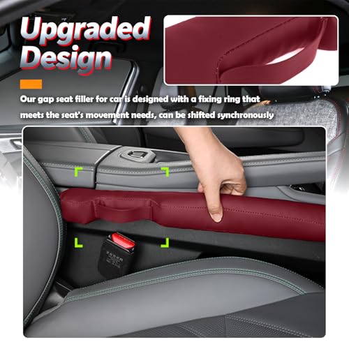 2026 2PCS Upgraded Car Seat Gap Filler with Fixing Ring (Burgundy)