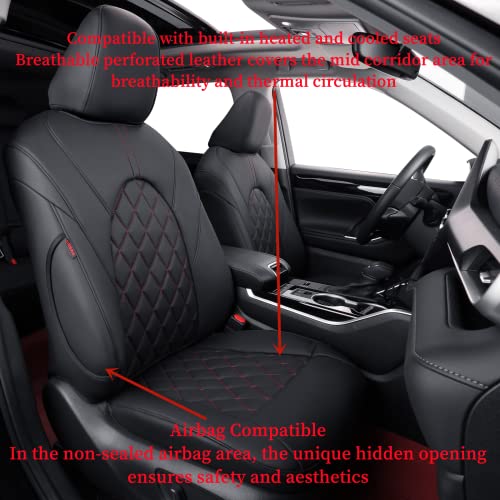 Car Seat Covers for Toyota 2018 (Leatherette(Black/Red) / 2018-2023 Hybrid XLE, Hybrid XSE)