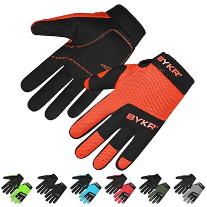 All Weather Motorcycle Gloves for Men & Women (Orange / Large)