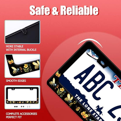 Queen Bee License Plate Frame Butterfly Flower License Plate Holder (Queen Bee)