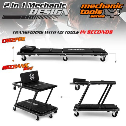 Heavy Duty Convertible Mechanic Creeper (Black / 48")