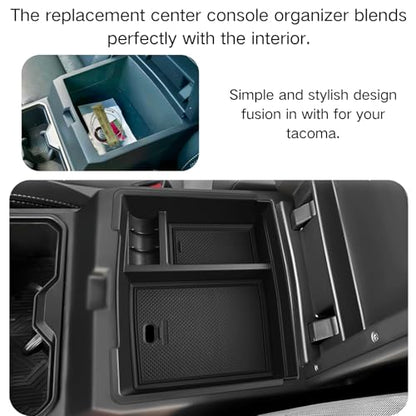 Center Console Organizer for Toyota 2026 2025 2024 Tacoma (Black 1PCS)