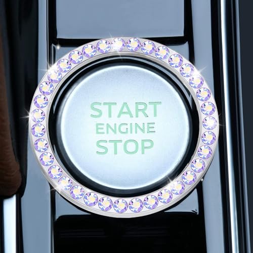 2 PCS Crystal Rhinestone Car Engine Start Stop Decoration Ring (Colorful)