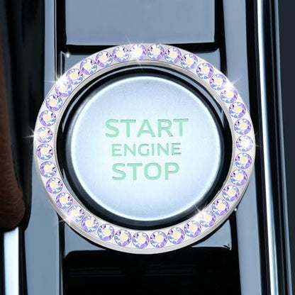 2 PCS Crystal Rhinestone Car Engine Start Stop Decoration Ring (Colorful)
