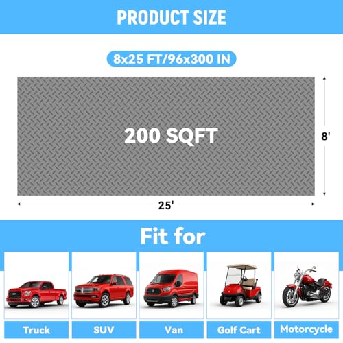 8x25 FT Garage Floor Mat (8x25 FT / Gray)