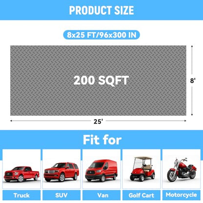 8x25 FT Garage Floor Mat (8x25 FT / Gray)