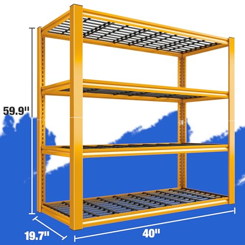 40" W Yellow Garage Shelving with Double (40" W X 19.7" D X 59.9" H)