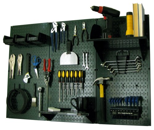 Pegboard Organizer 4 ft. Metal Pegboard Standard Tool Storage Kit with Green Toolboard and Black Accessories (Green Pegboard with Black Accessories)