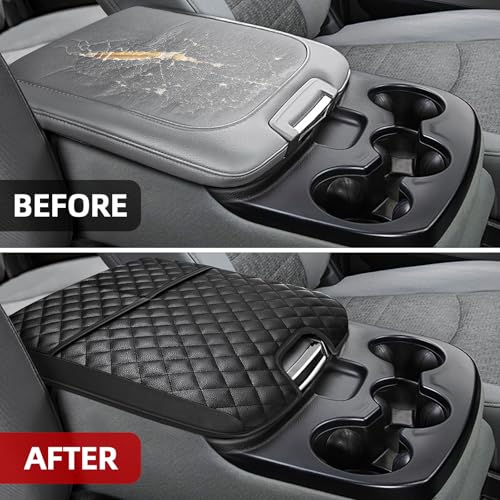 Center Console Cover for 2013 (Black Leather（with 2 Front Pockets）)