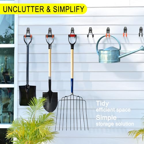 2 Pack Heavy Duty Garage Hooks Storage Organizer Wall Mount Power and Garden Tool Hangers (Small U Hook / Black 2 pack)