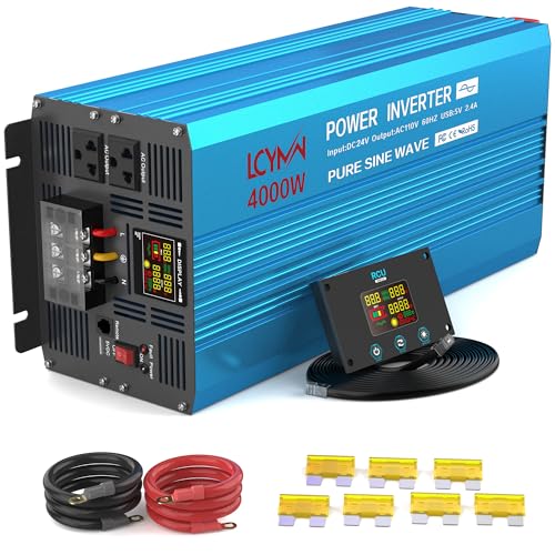 4000 Watt Pure Sine Wave Power Inverter DC 24V to 110 (4000W - 24V / Blue)