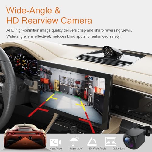 10 inch Single Din Radio Android 13 Car Stereo with Wireless Apple Carplay & Android Auto