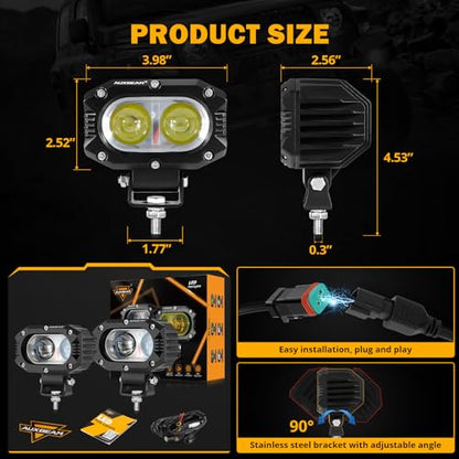 4 Inch R4 Series LED Square Pod Light (4 Inch White Spot Light)