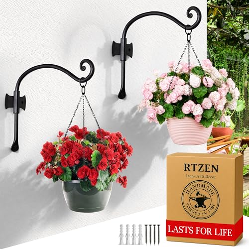 Plant Hangers Outdoor or Indoor Heavy Duty Wall Bracket Hooks (12 Inch / Axe Hooks)
