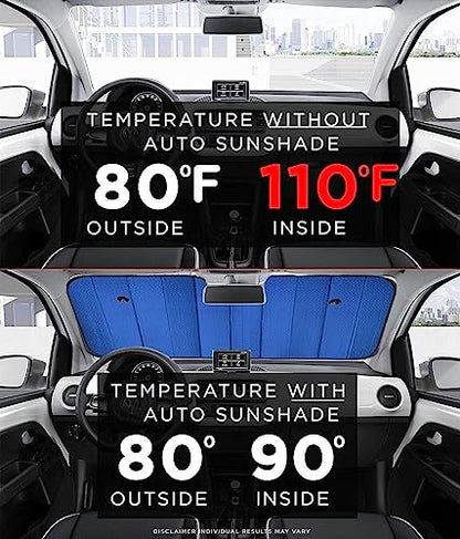 Car Windshield Sun Shade UV Rays Sun Visor Shade (Blue / 55.16 x 27.5 inches)