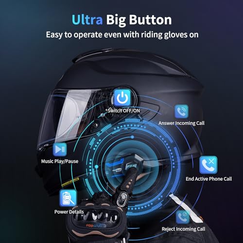 FX4 Pro Motorcycle Bluetooth Intercom Headset with AI Voice Control (FX4 Pro Single Pack)