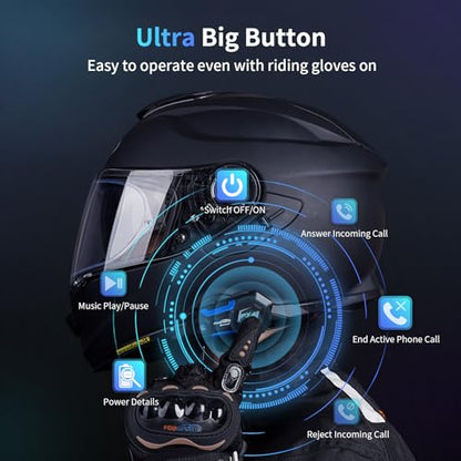 FX4 Pro Motorcycle Bluetooth Intercom Headset with AI Voice Control (FX4 Pro Single Pack)