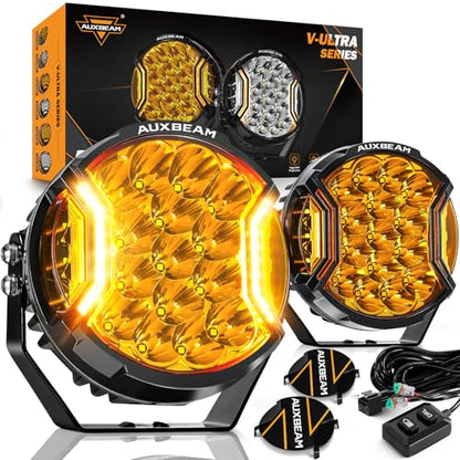 V Ultra Series 7 Inch Side Shooter Offroad Lights Round Amber Pods (7-inch, Amber)
