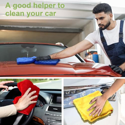 30 Pcs 16 x 16 Inch Edgeless Microfiber Plush Towels for Cars Detailing Drying Wash Polishing Absorbent Cleaning Cloths (Multicolor / 16 x 16 Inch)
