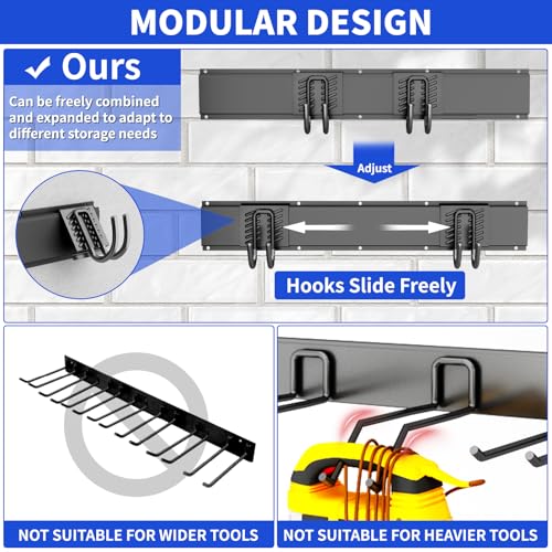 Garage Tool Organizer Wall Mount (48" - 6 Hooks)