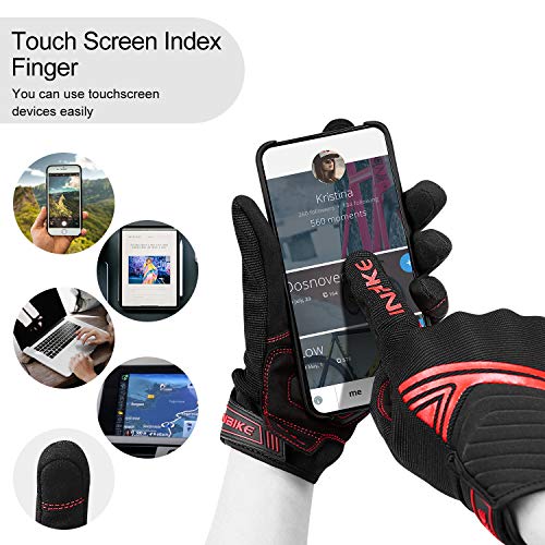 Motorcycle Gloves Breathable Mesh Touchscreen Hard Knuckles (Red / X-Large)