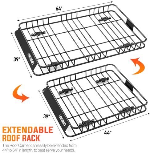 64 x 39’’ Roof Rack Cargo Basket Rooftop Cargo Carrier with Net (64"roof with net)