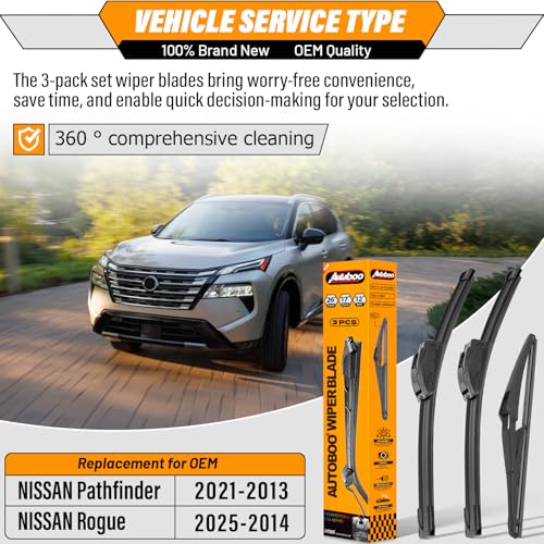 Windshield Wiper Blade Replacement for Nissan Rogue Pathfinder (26"+17"+12")