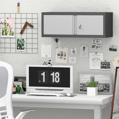 Metal Garage Storage Cabinets (Black/Grey / 12.8"H)