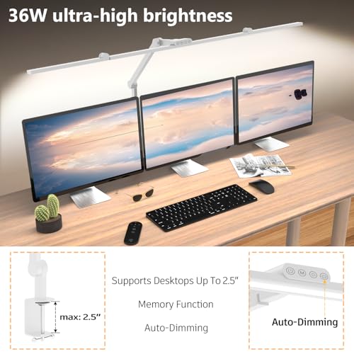 36W Ultra Bright Architect Desk Lamp with Clamp (White)