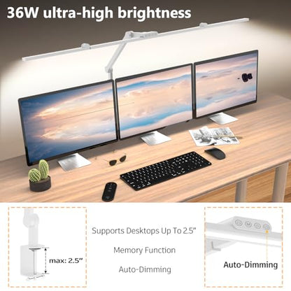 36W Ultra Bright Architect Desk Lamp with Clamp (White)