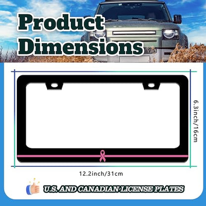 Pink Ribbon Breast Cancer Awareness License Plate Frame 6.3 X 12.2 Inch (Breast Cancer Awareness)