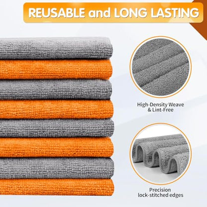 Microfiber Cleaning Cloth (50pk / Grey&orange)