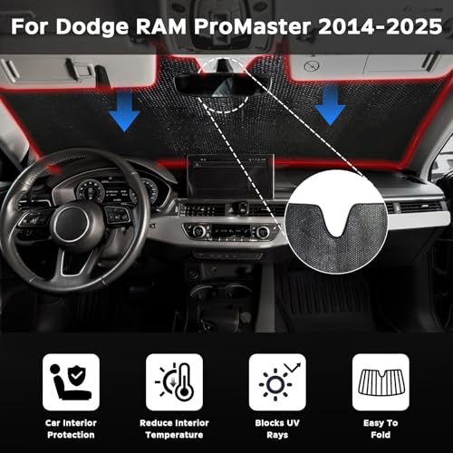 Car Windshield Sun Shade for Dodge RAM ProMaster 2014 (for Dodge RAM ProMaster 2014-2025)