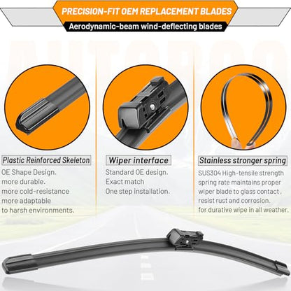 Windshield Wiper Blade Replacement for Honda CRV CR (24"+19"+10B")