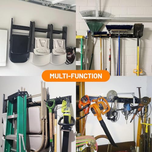 Garage Storage Organization Wall Mount Folding Chair Hangers (6Hooks+3Panels)