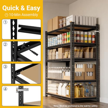 48" W Garage Shelving Heavy Duty (5T 48" W x 18.9" D x 72" H)