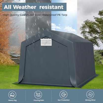 10x15 ft Storage Shelter Shed Portable Outdoor Carport Garage (10x15 Ft)