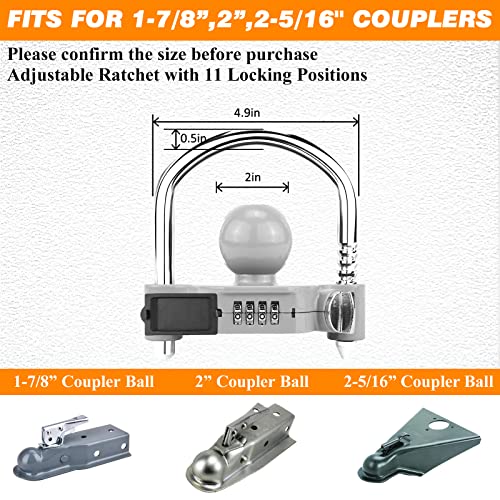 1 Pack Universal Hitch Lock with Combination Lock (Gray)