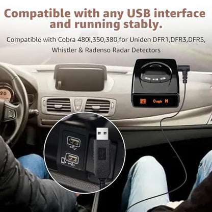 USB to DC3.5 for Cobra Uniden Whistler & Radenso Radar Detector Power Cord