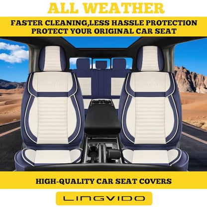 Car Seat Covers Full Set (White-Blue / Full set)