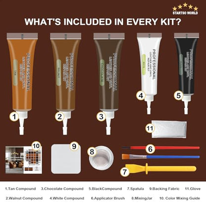 Brown Leather & Vinyl Repair Kit for Furniture (Brown)