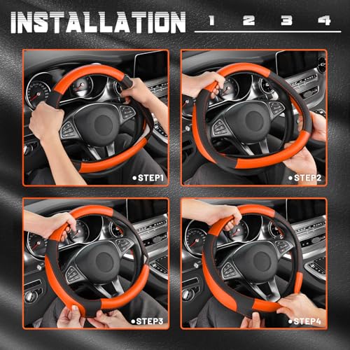 Steering Wheel Cover 14.5 (Standard size[14 1/2''-15''] / Black and Orange)